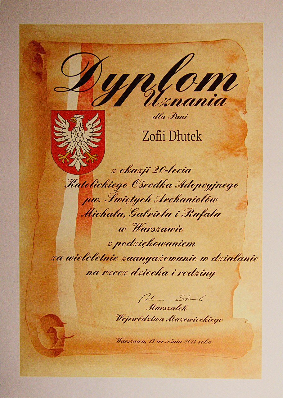 dyplom od p.Marszałka Województwa Adama Struzika